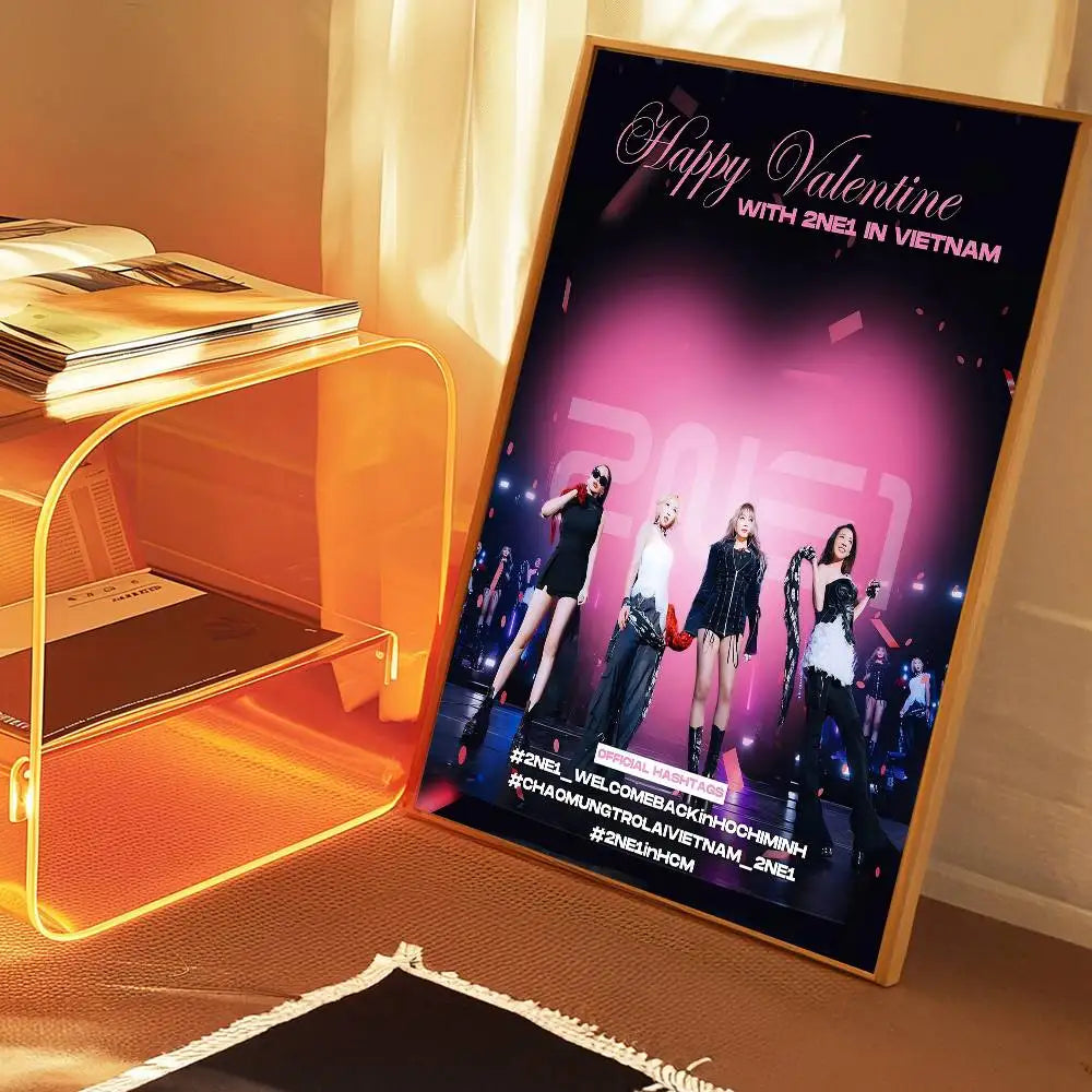 Kpop 2-2NE1 Classic Movie Posters Waterproof Paper Sticker Coffee House Bar Decor Art Wall Stickers