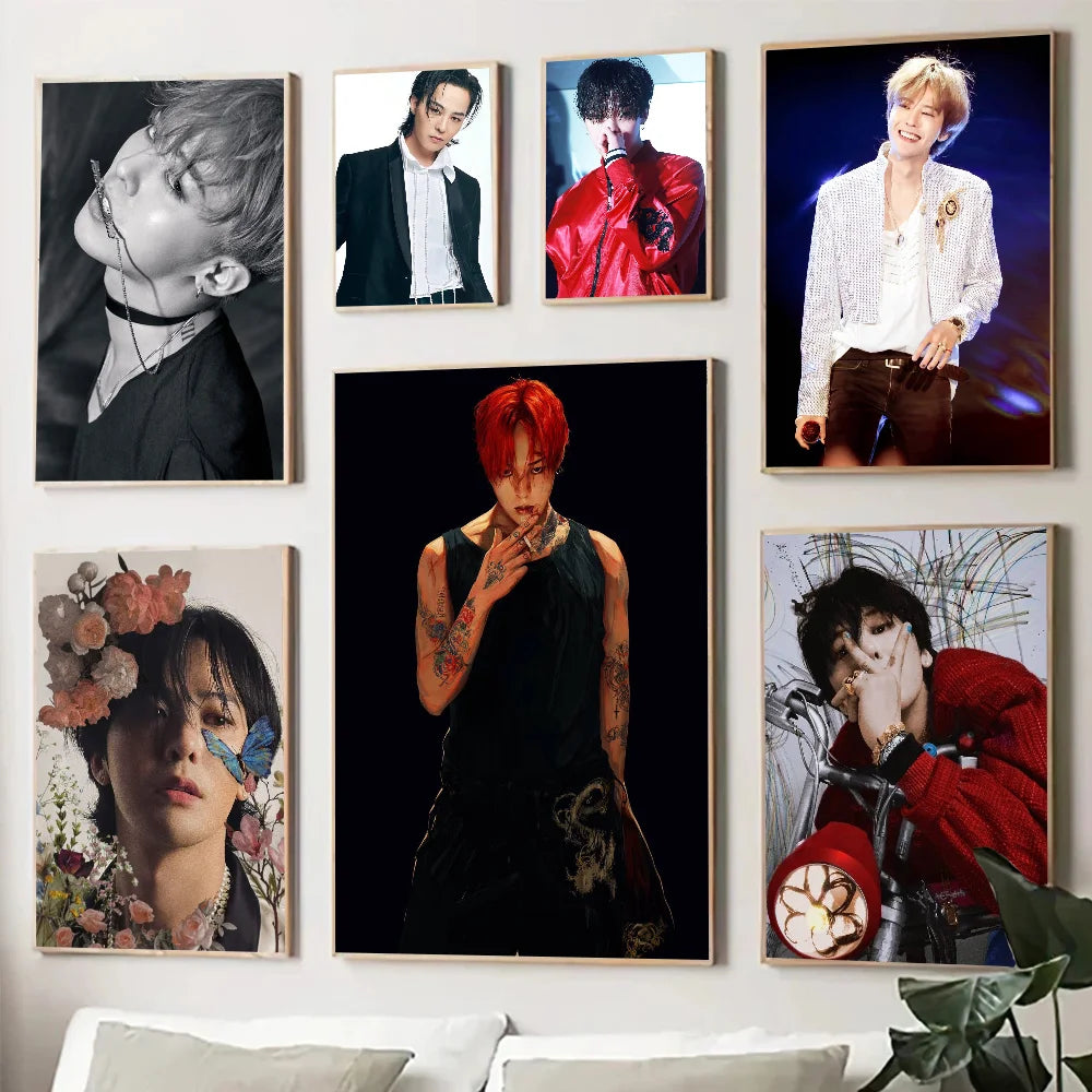 Korean Male Singer Star G-G-D-Dragon Poster Poster Art Print Bar Living Room Furniture Decor