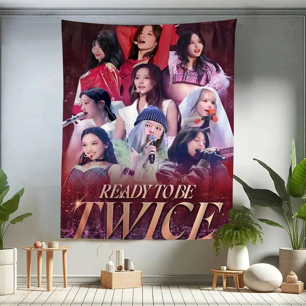TWICE - Cartoon Style Wall Tapestry