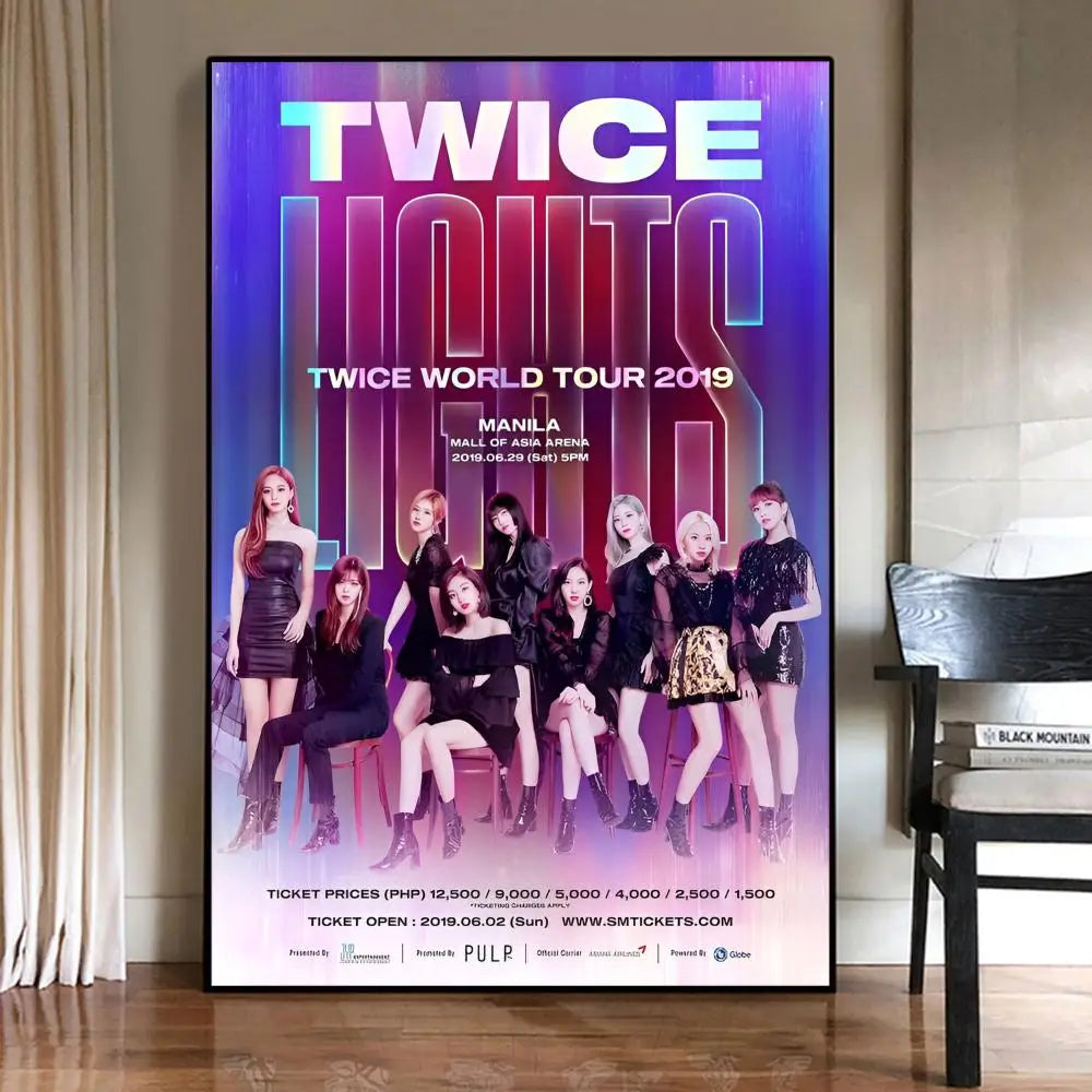 Twice Kpop Poster Sticky Posters Retro Kraft Paper Sticker DIY Room Bar Cafe Aesthetic Art Wall Painting