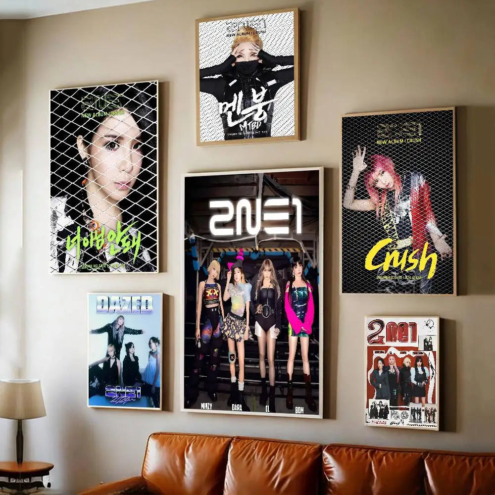 Kpop 2-2NE1 Whitepaper Poster Waterproof Paper Sticker Coffee House Bar Aesthetic Art Wall Painting