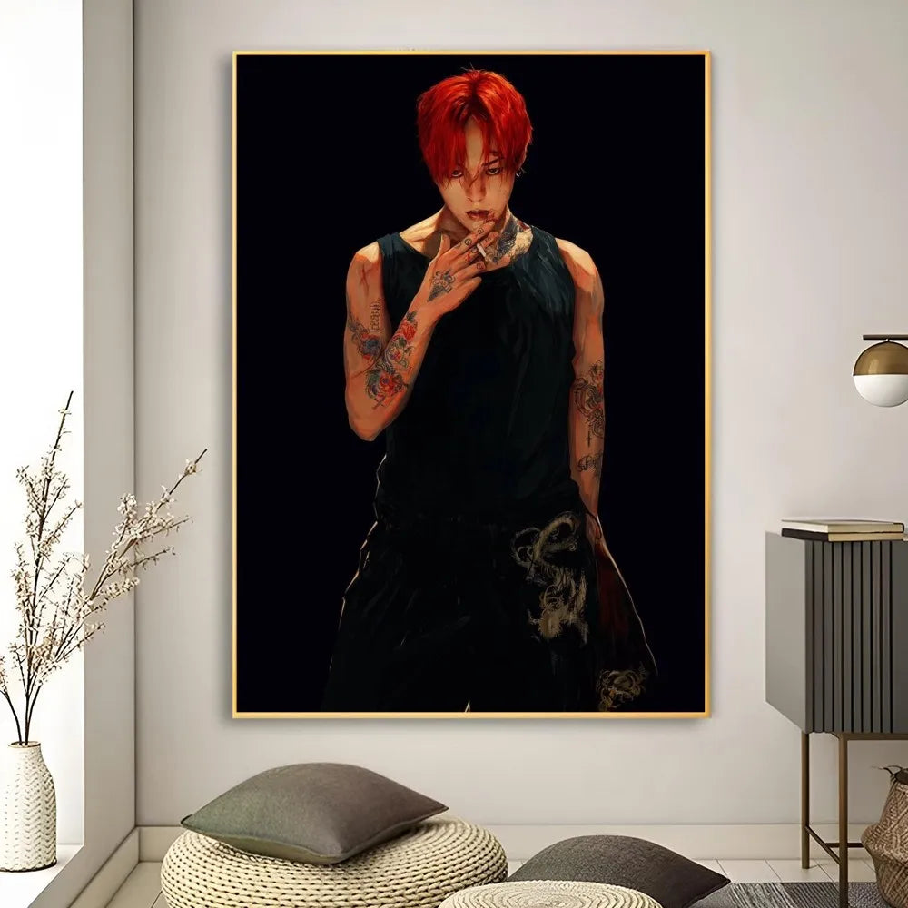 Korean Male Singer Star G-G-D-Dragon Poster Poster Art Print Bar Living Room Furniture Decor