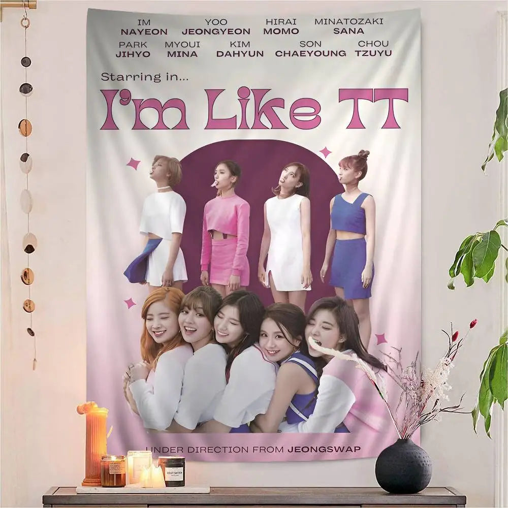 TWICE - Cartoon Style Wall Tapestry