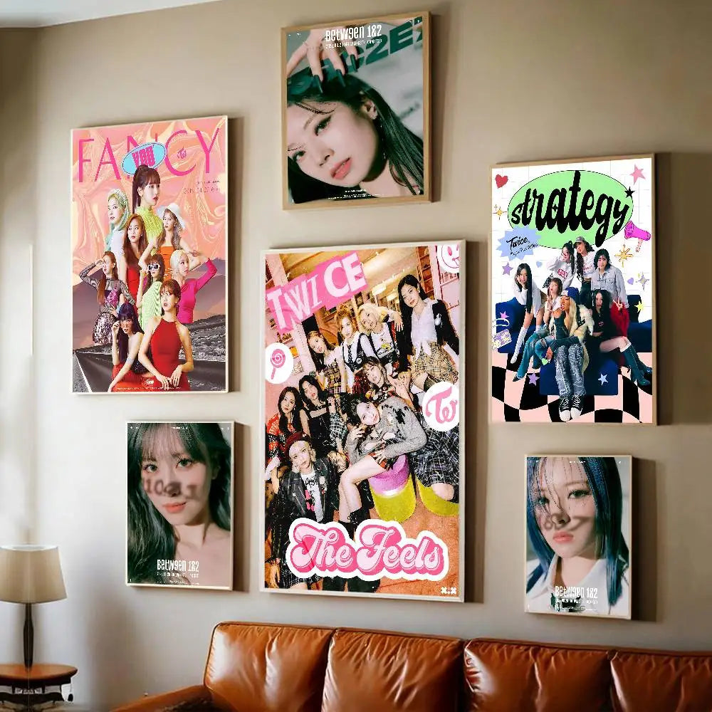 Music Kpop Band T-Twice DIY Sticky Poster Whitepaper Prints Posters Artwork Vintage Decorative Painting
