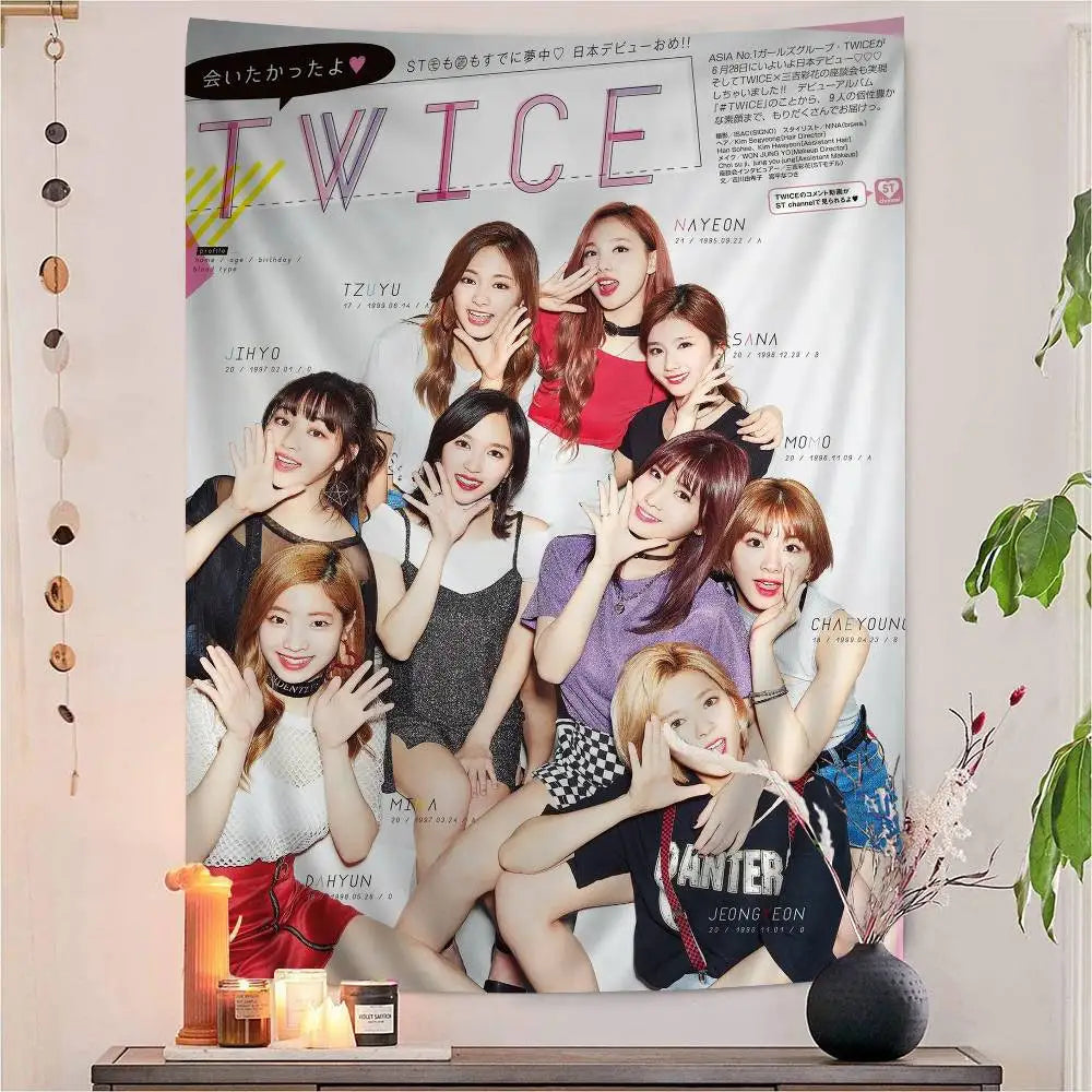 TWICE - Cartoon Style Wall Tapestry