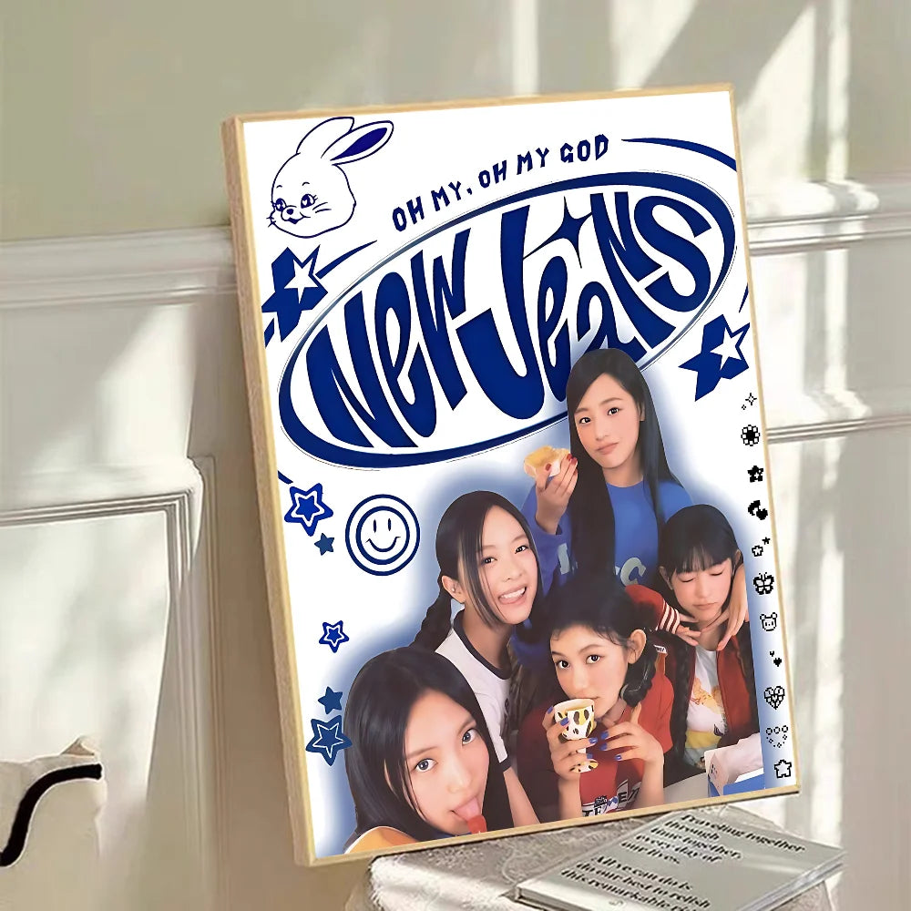 K-Kpop N-New J-Jeans Classic Vintage Posters Whitepaper Prints Posters Artwork Kawaii Room Decor