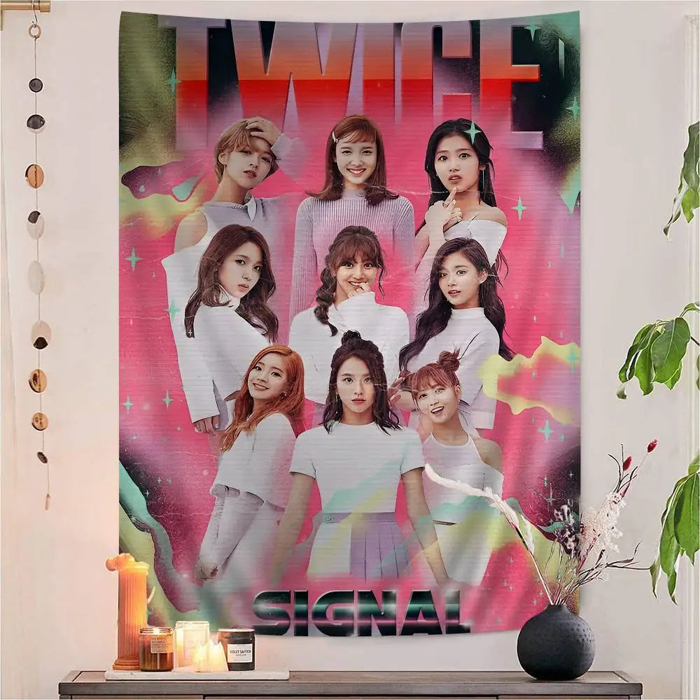 TWICE - Cartoon Style Wall Tapestry