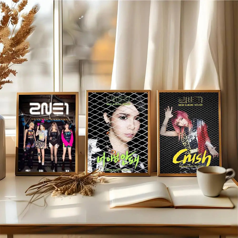 Kpop 2-2NE1 Whitepaper Poster Waterproof Paper Sticker Coffee House Bar Aesthetic Art Wall Painting