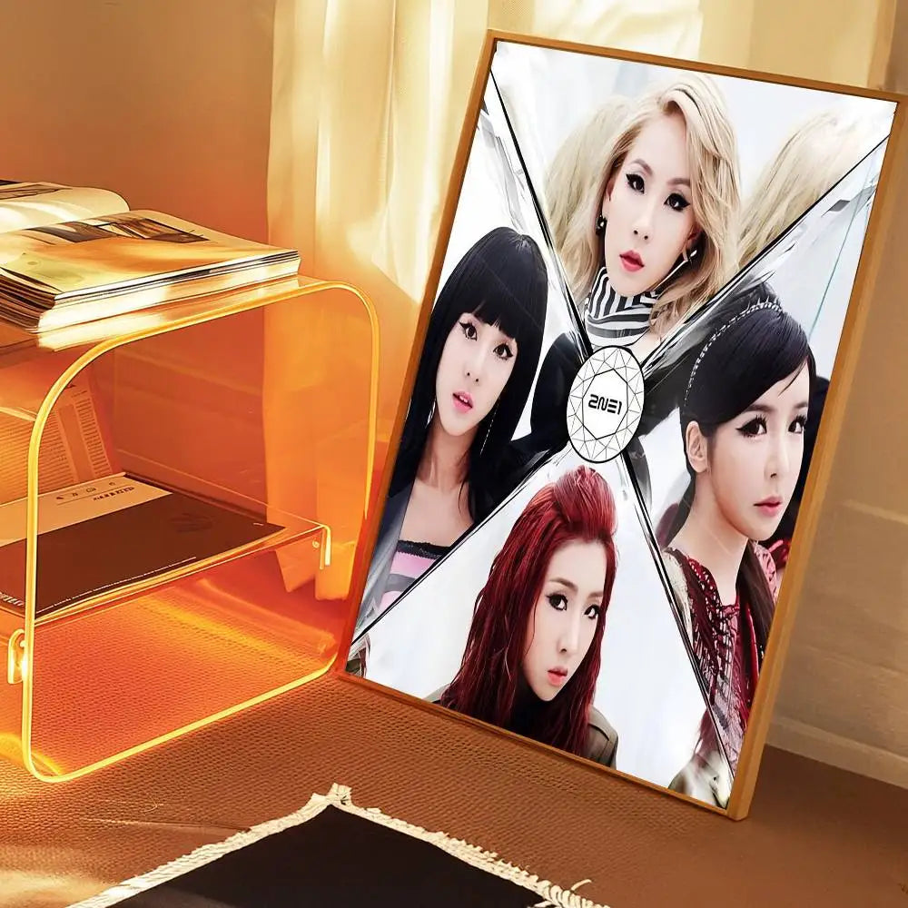 Kpop 2-2NE1 Classic Movie Posters Waterproof Paper Sticker Coffee House Bar Decor Art Wall Stickers