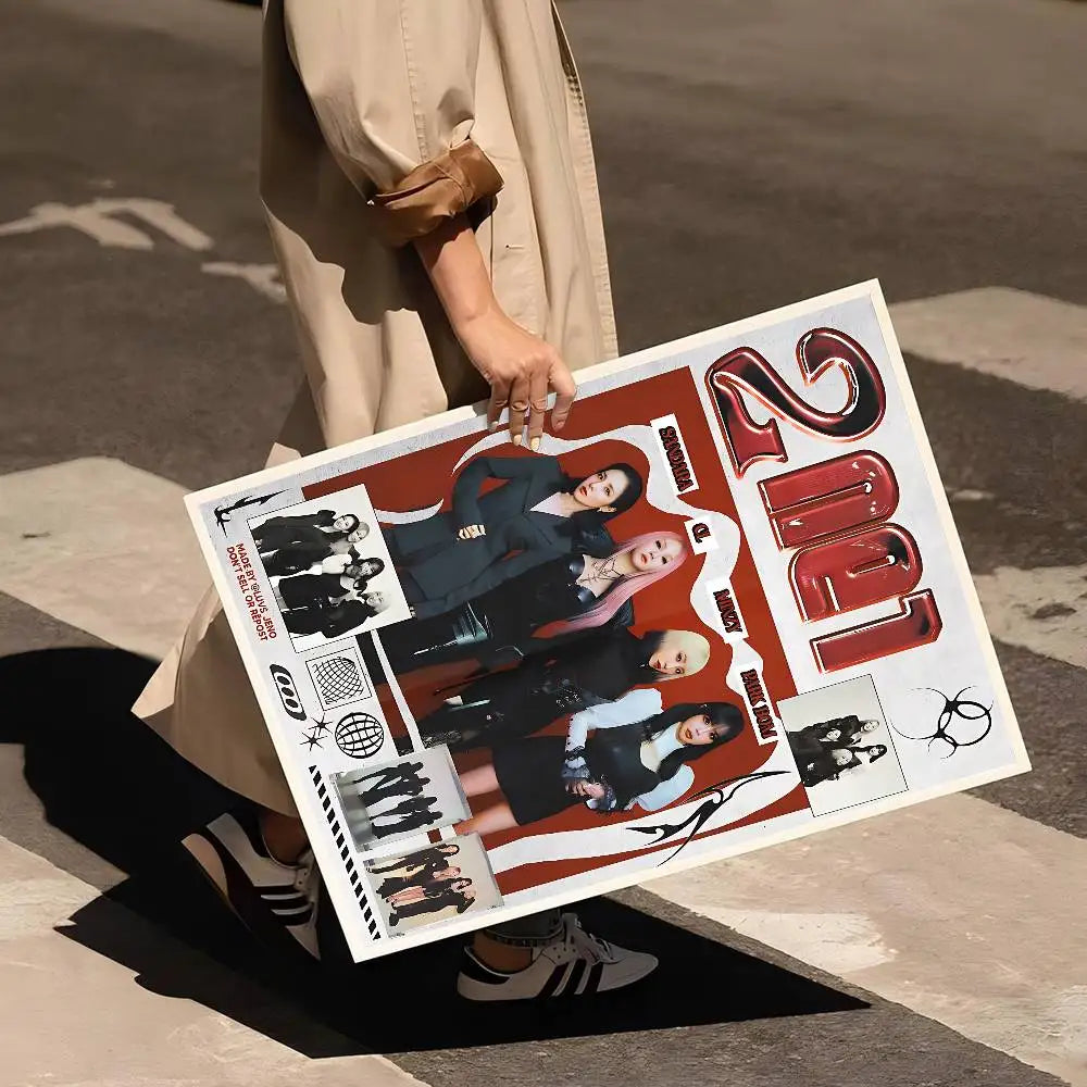 Kpop 2-2NE1 Whitepaper Poster Waterproof Paper Sticker Coffee House Bar Aesthetic Art Wall Painting