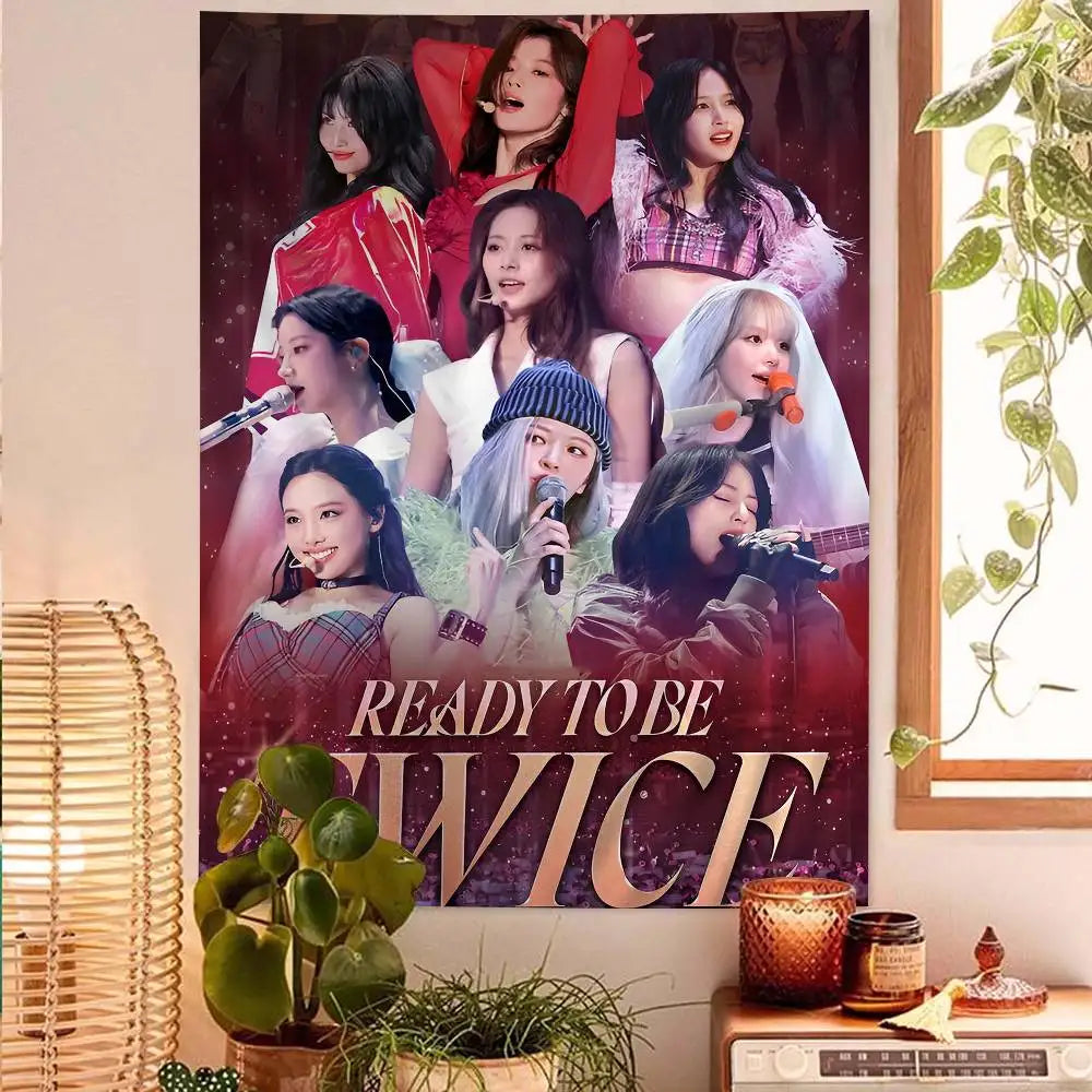 TWICE - Cartoon Style Wall Tapestry