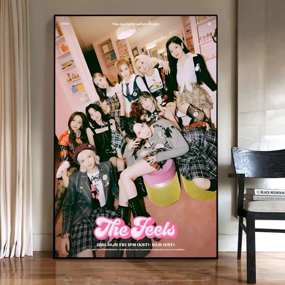 Twice Kpop Poster Sticky Posters Retro Kraft Paper Sticker DIY Room Bar Cafe Aesthetic Art Wall Painting