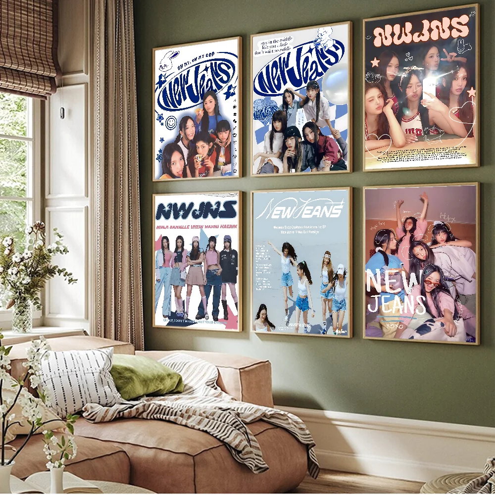 K-Kpop N-New J-Jeans Classic Vintage Posters Whitepaper Prints Posters Artwork Kawaii Room Decor