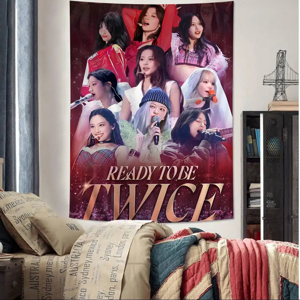 TWICE - Cartoon Style Wall Tapestry