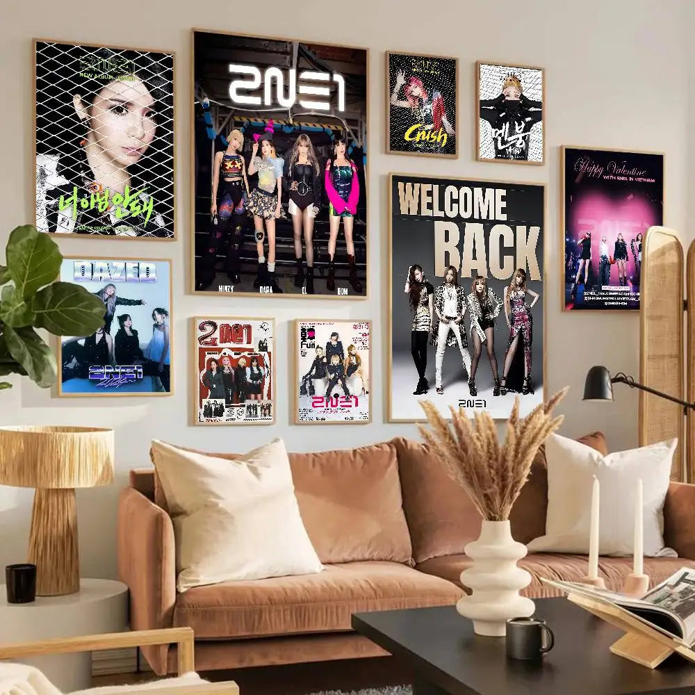 Kpop 2-2NE1 Whitepaper Poster Waterproof Paper Sticker Coffee House Bar Aesthetic Art Wall Painting