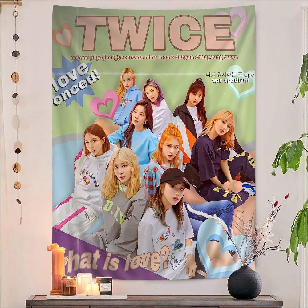 TWICE - Cartoon Style Wall Tapestry