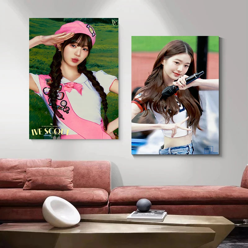 Korean Ive Group Jang Won Young Poster Singer Star Beautiful Girl Idol Canvas Painting Wall Art Living Room Home Decor Fans Gift