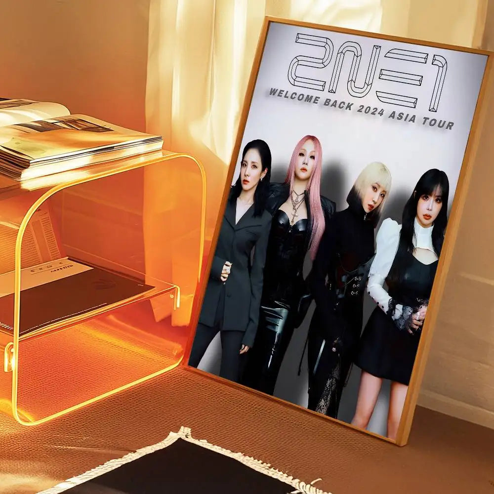 Kpop 2-2NE1 Classic Movie Posters Waterproof Paper Sticker Coffee House Bar Decor Art Wall Stickers