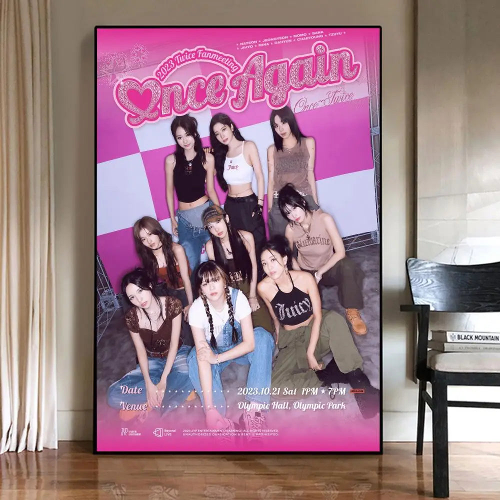 Twice Kpop Poster Sticky Posters Retro Kraft Paper Sticker DIY Room Bar Cafe Aesthetic Art Wall Painting