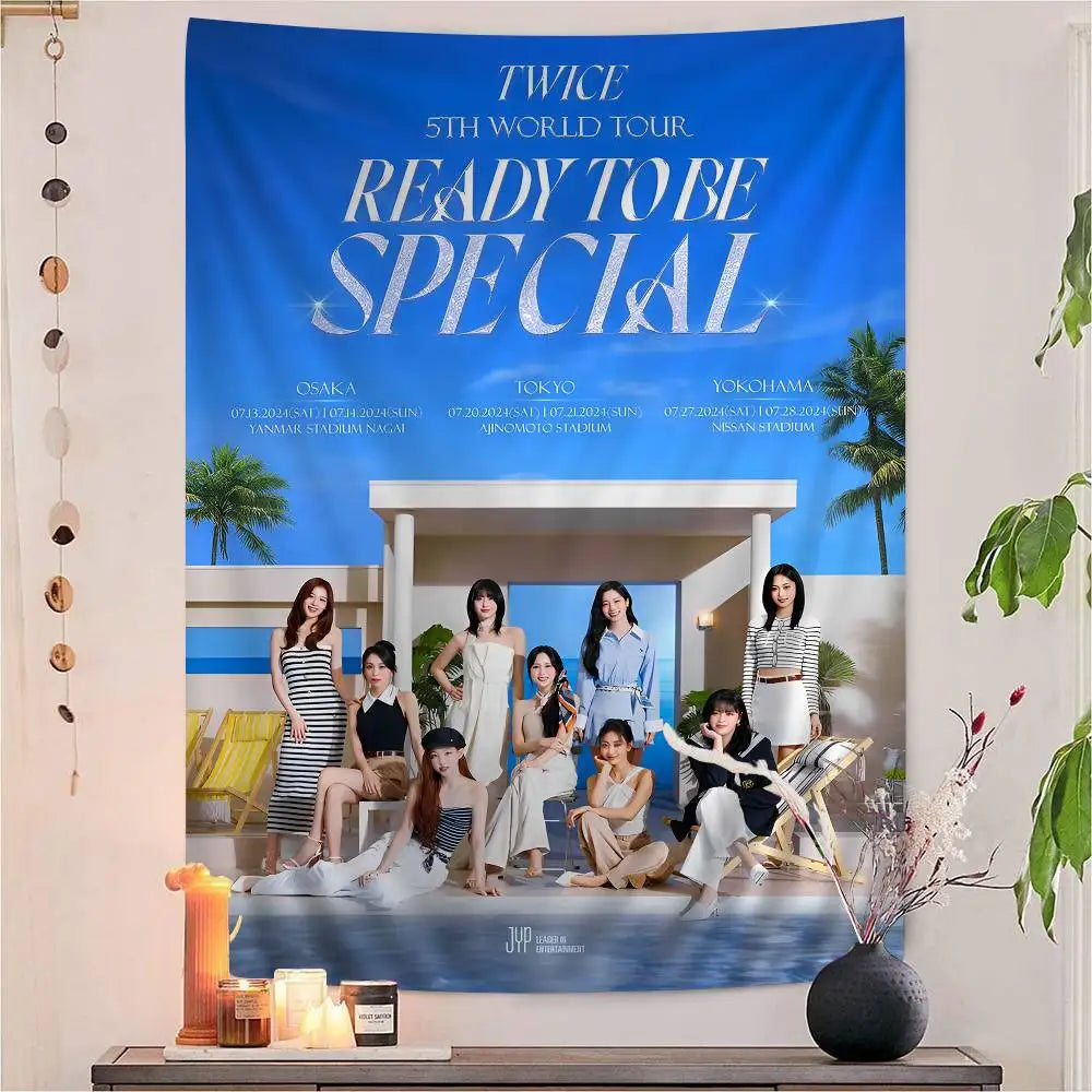 TWICE - Cartoon Style Wall Tapestry