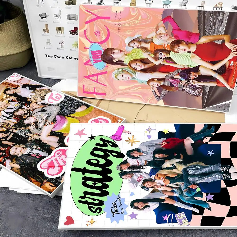Music Kpop Band T-Twice DIY Sticky Poster Whitepaper Prints Posters Artwork Vintage Decorative Painting