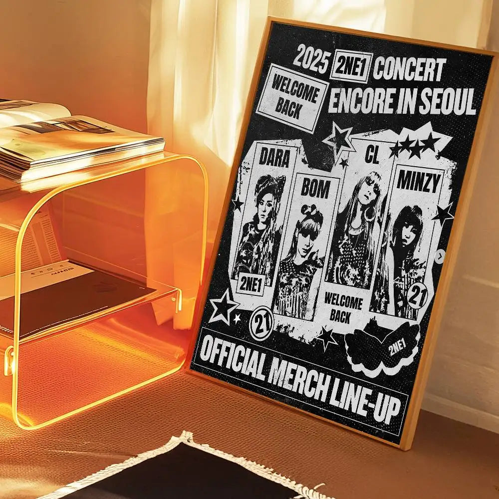 Kpop 2-2NE1 Classic Movie Posters Waterproof Paper Sticker Coffee House Bar Decor Art Wall Stickers