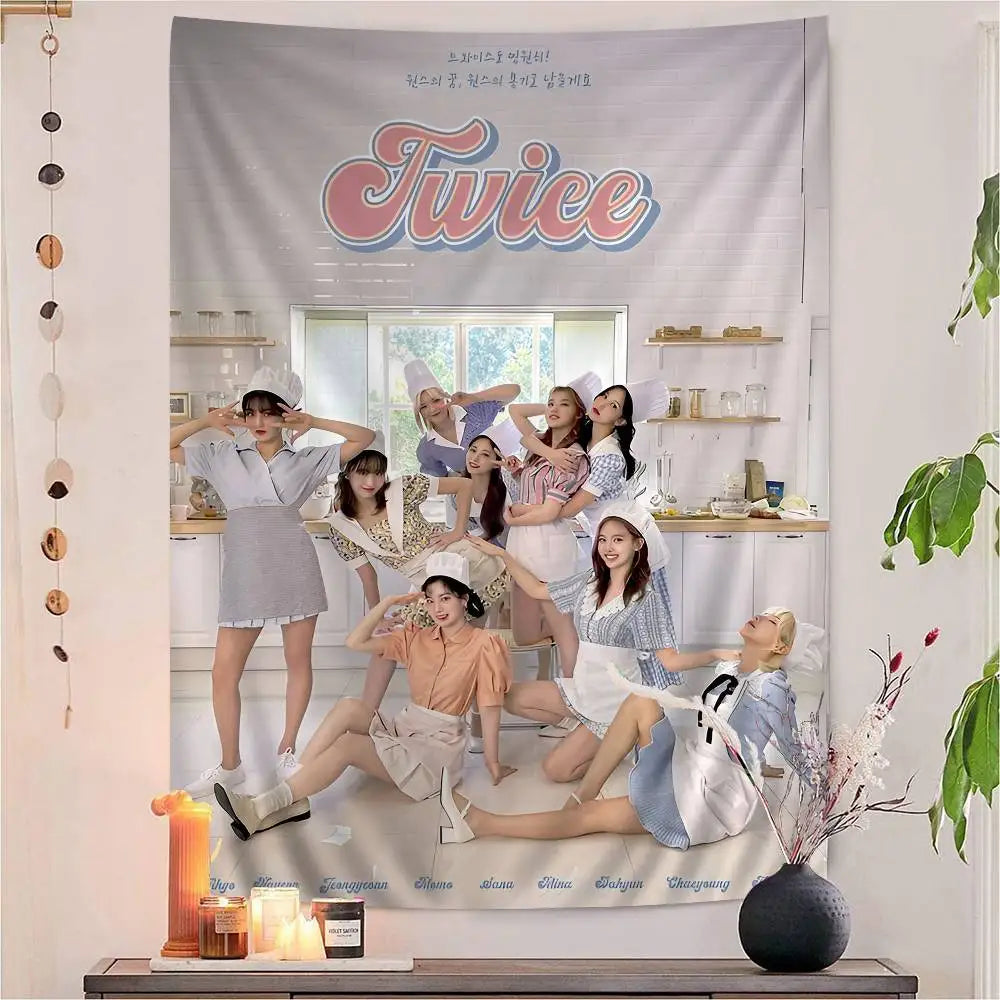 TWICE - Cartoon Style Wall Tapestry