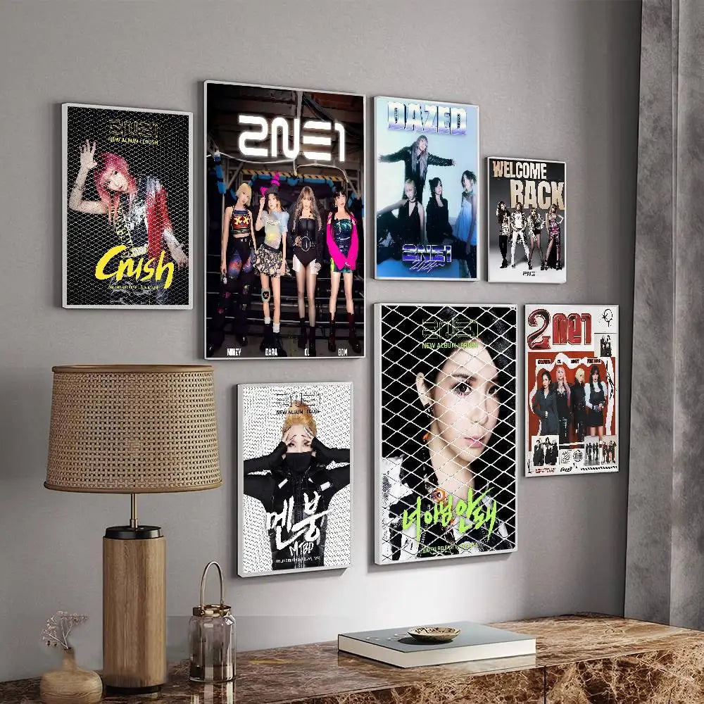 Kpop 2-2NE1 Whitepaper Poster Waterproof Paper Sticker Coffee House Bar Aesthetic Art Wall Painting