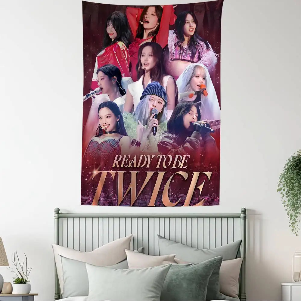 TWICE - Cartoon Style Wall Tapestry