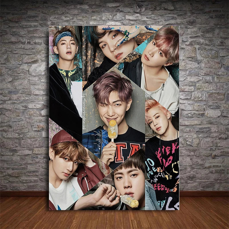 Kpop  Korean Boys Idol Music Group Star Poster and Prints Vintage Pictures Canvas Painting Nordic Style Wall Art Room Home Decor