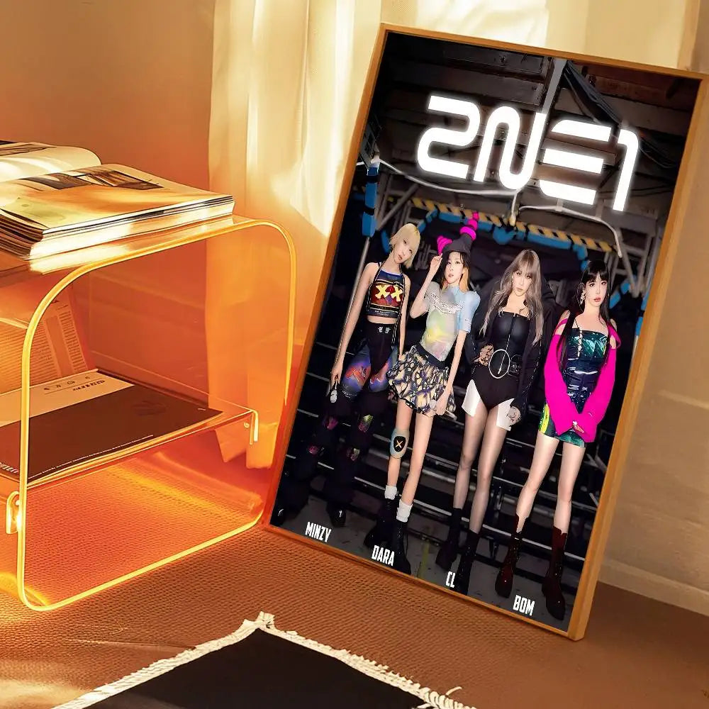 Kpop 2-2NE1 Classic Movie Posters Waterproof Paper Sticker Coffee House Bar Decor Art Wall Stickers
