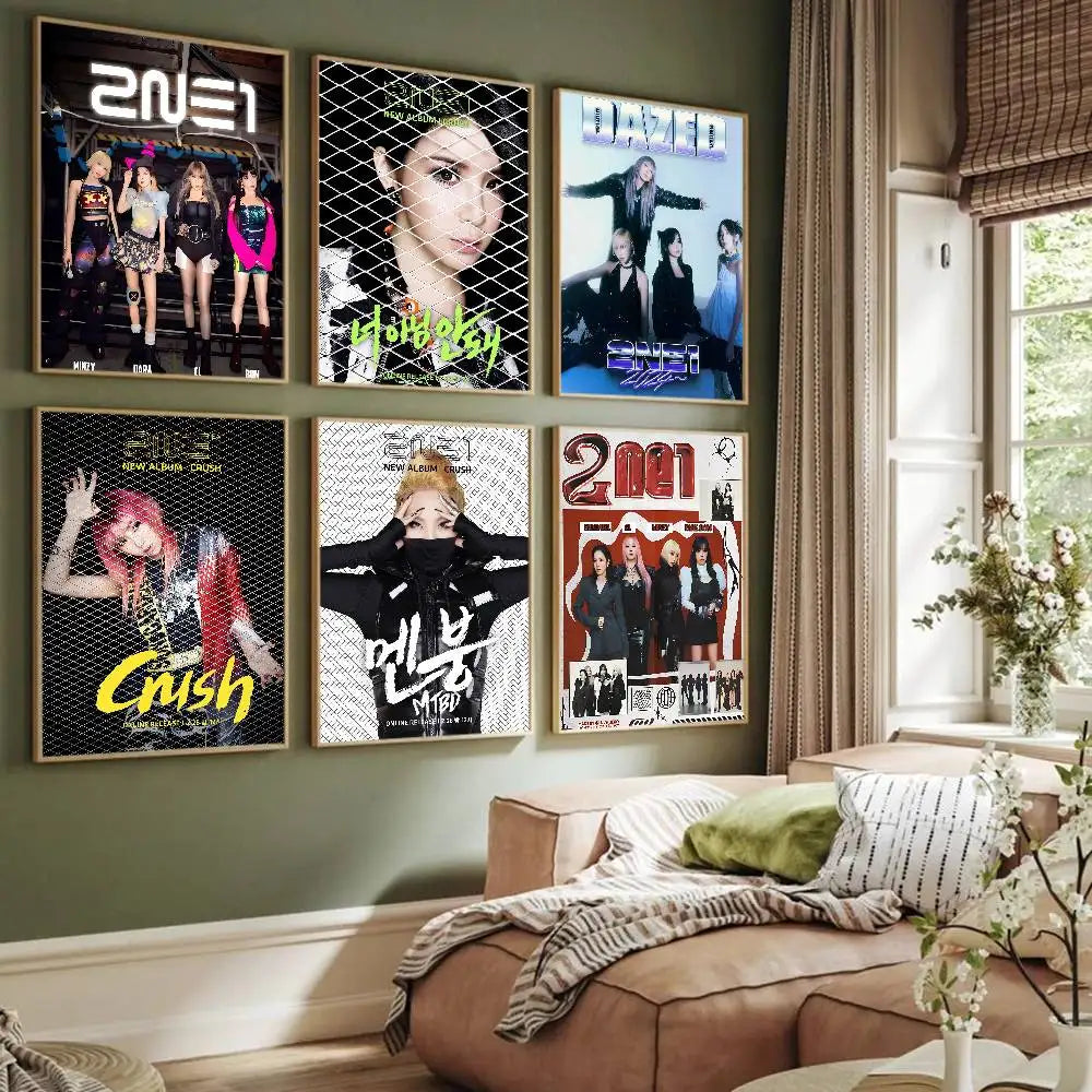 Kpop 2-2NE1 Whitepaper Poster Waterproof Paper Sticker Coffee House Bar Aesthetic Art Wall Painting
