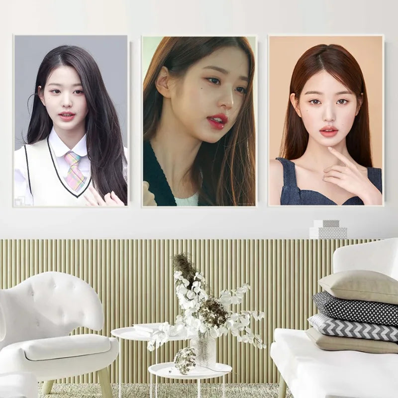 Korean Ive Group Jang Won Young Poster Singer Star Beautiful Girl Idol Canvas Painting Wall Art Living Room Home Decor Fans Gift