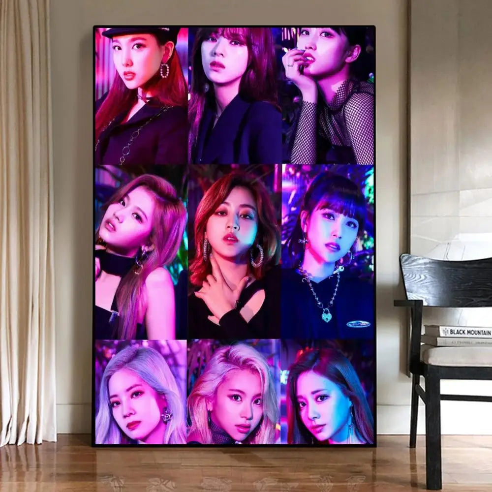 Twice Kpop Poster Sticky Posters Retro Kraft Paper Sticker DIY Room Bar Cafe Aesthetic Art Wall Painting