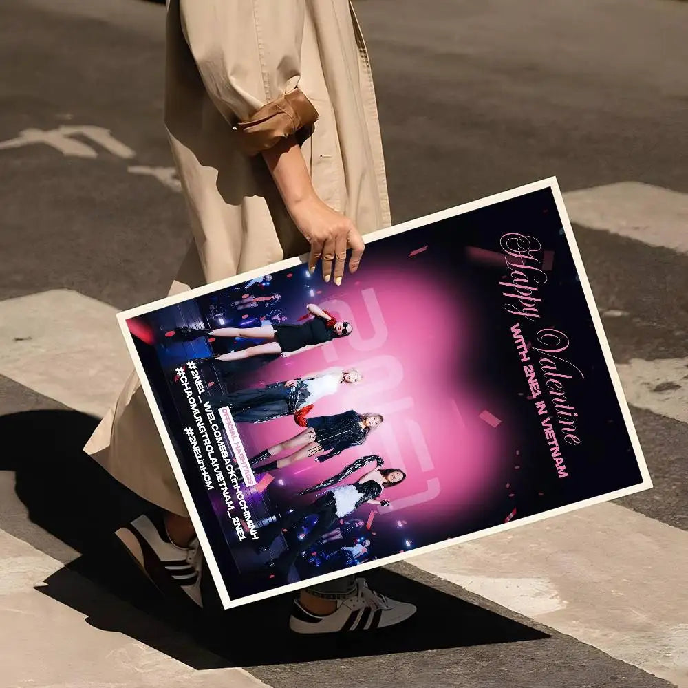 Kpop 2-2NE1 Whitepaper Poster Waterproof Paper Sticker Coffee House Bar Aesthetic Art Wall Painting