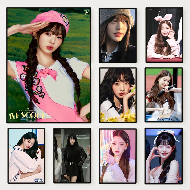 Korean Ive Group Jang Won Young Poster Singer Star Beautiful Girl Idol Canvas Painting Wall Art Living Room Home Decor Fans Gift