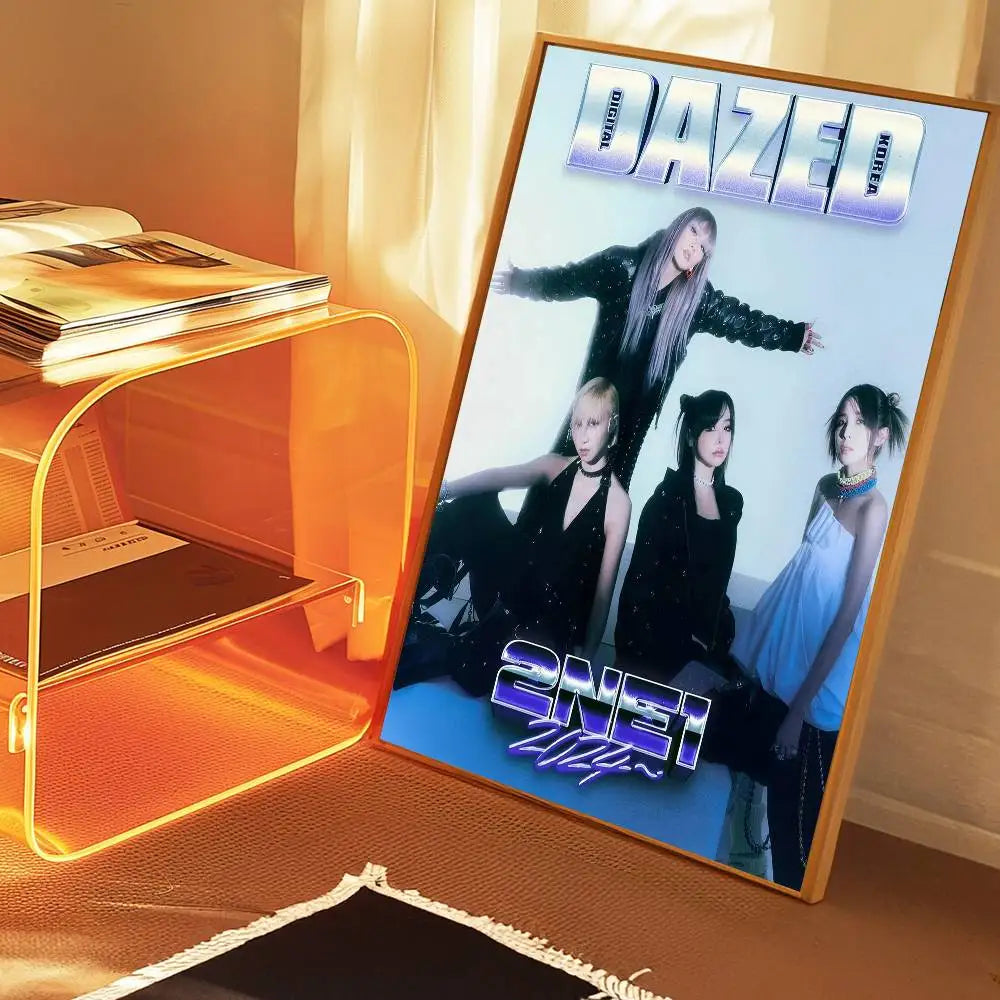 Kpop 2-2NE1 Classic Movie Posters Waterproof Paper Sticker Coffee House Bar Decor Art Wall Stickers